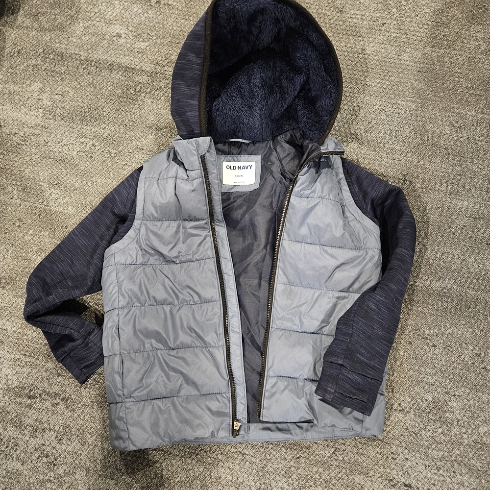 Old Navy Kids Gray and Navy Puffer Jacket